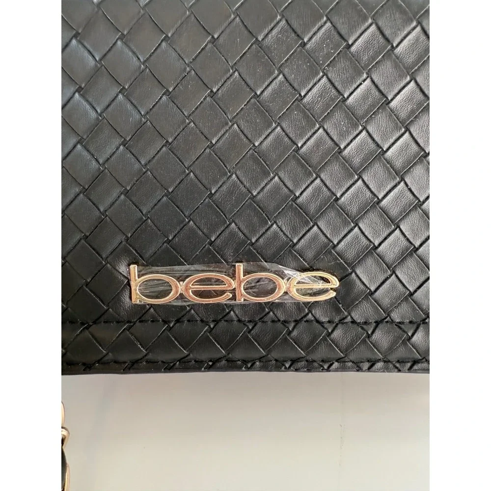 Bebe Taffy Woven Chain Crossbody Bag Black MSRP 79‎
